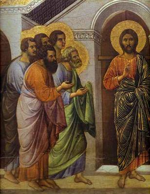 Duccio di Buoninsegna: Christus verschijnt achter gesloten deuren aan de apostels